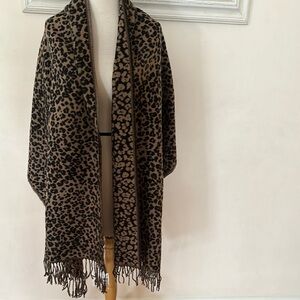 Leopard Print Fringe Scarf